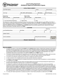 Form BLR05310PE Joint Funding Agreement Pe/Row for State-Let Construction Projects - Illinois