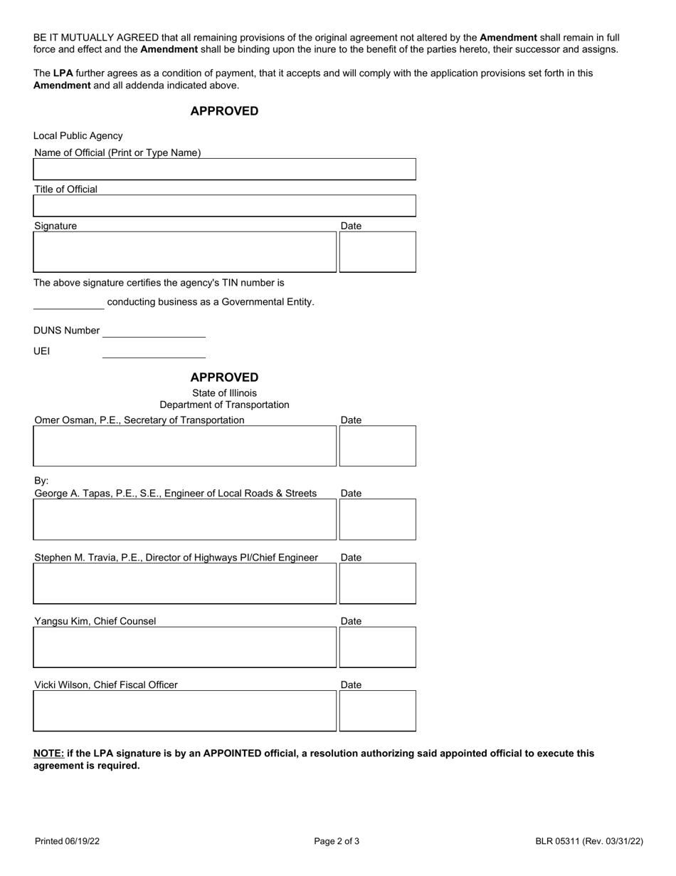 Form BLR05311 Local Public Agency Amendment - Illinois, Page 2
