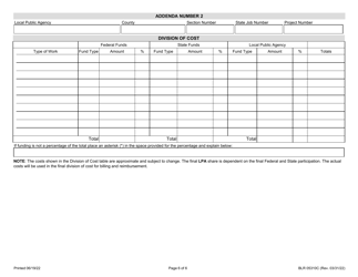 Form BLR05310C Joint Funding Agreement for State-Let Construction Work - Illinois, Page 6