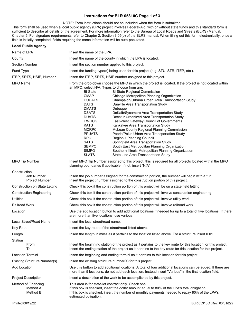 Form BLR05310C Joint Funding Agreement for State-Let Construction Work - Illinois, Page 7