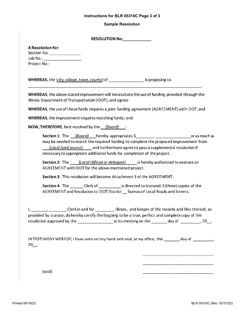 Form BLR05310C Joint Funding Agreement for State-Let Construction Work - Illinois, Page 9