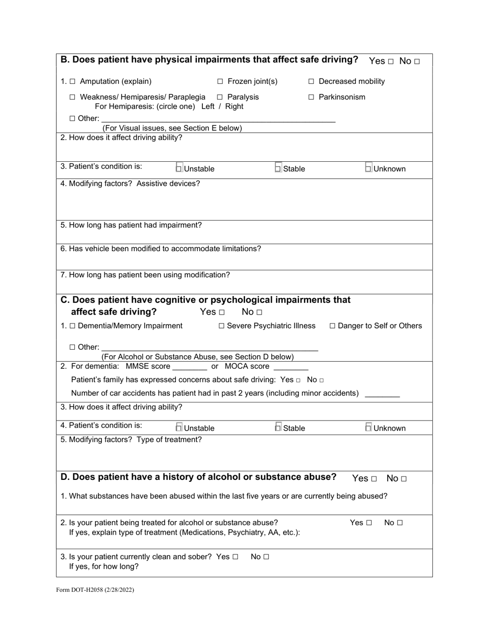 Form DOT-H2058 Medical Report - Hawaii, Page 3
