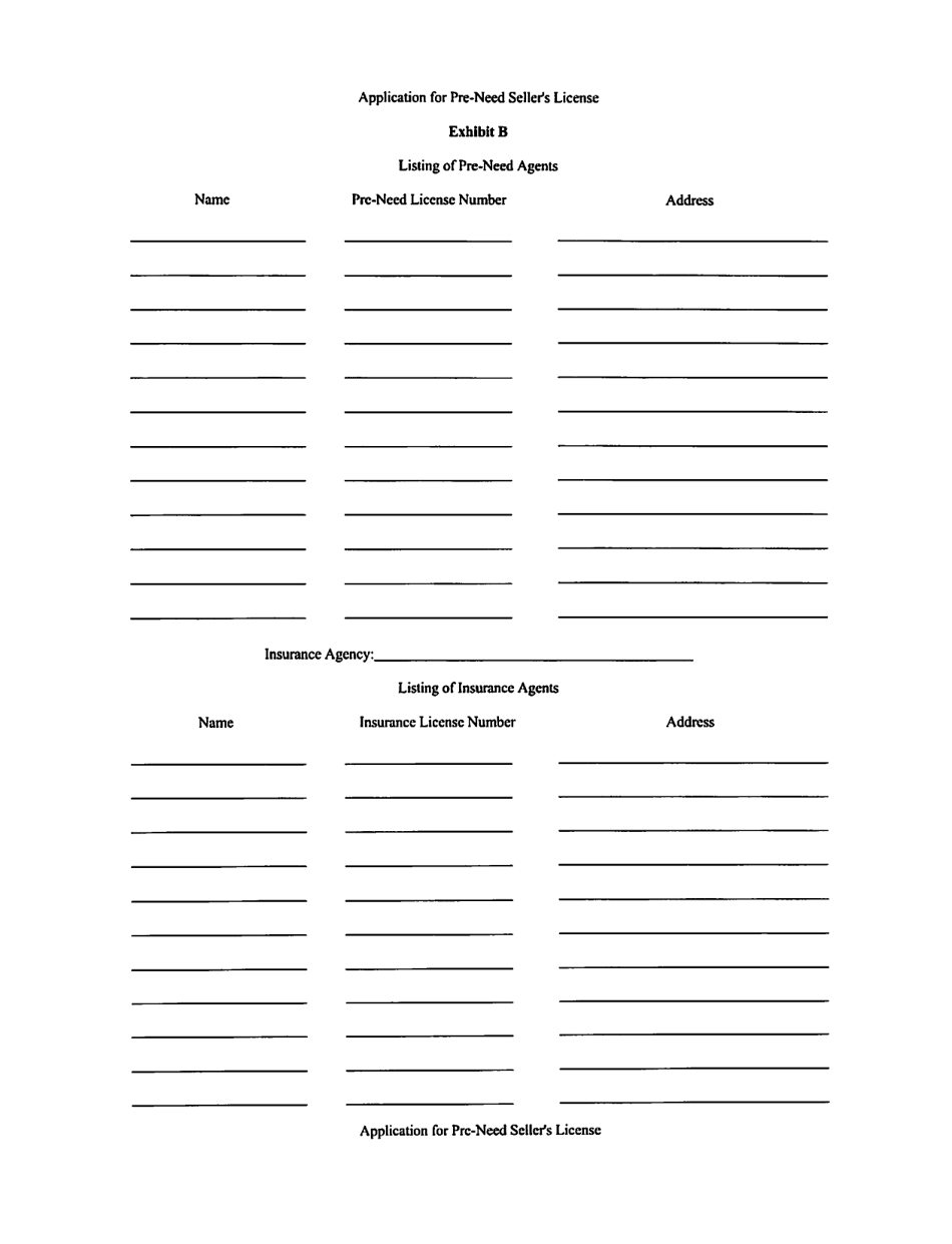Application for Initial / Renewal License for Pre-need Seller Pursuant to the Nebraska Burial Pre-need Sales Act - Nebraska, Page 4