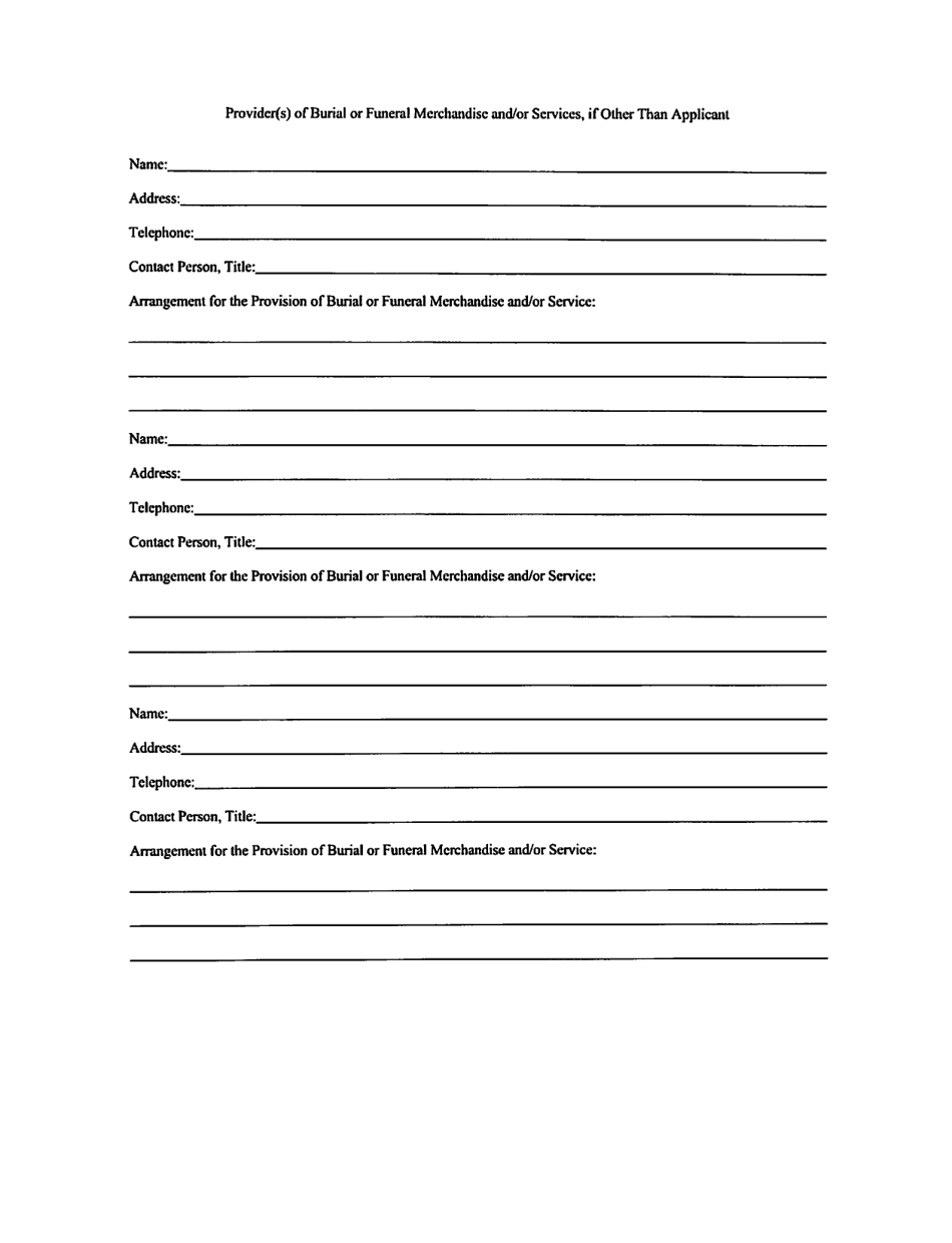 Application for Initial / Renewal License for Pre-need Seller Pursuant to the Nebraska Burial Pre-need Sales Act - Nebraska, Page 6