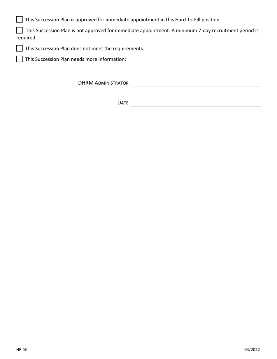 Form HR-10 Succession Plan - Nevada, Page 3