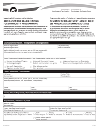 Form NWT9280 Application for Yearly Funding for Community Programming - Northwest Territories, Canada (English/French)