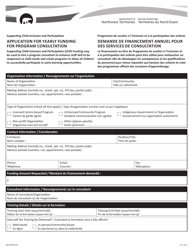 Document preview: Form NWT9281 Application for Yearly Funding for Program Consultation - Northwest Territories, Canada (English/French)