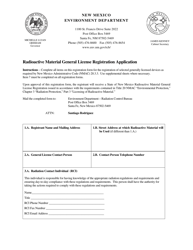 Document preview: Radioactive Material General License Registration Application - Small Uranium Thorium Water Filtration Systems - New Mexico