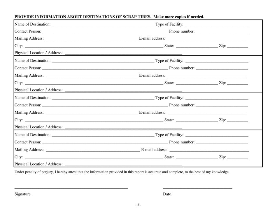 Annual Report Form - Scrap Tire Hauler - New Mexico, Page 3