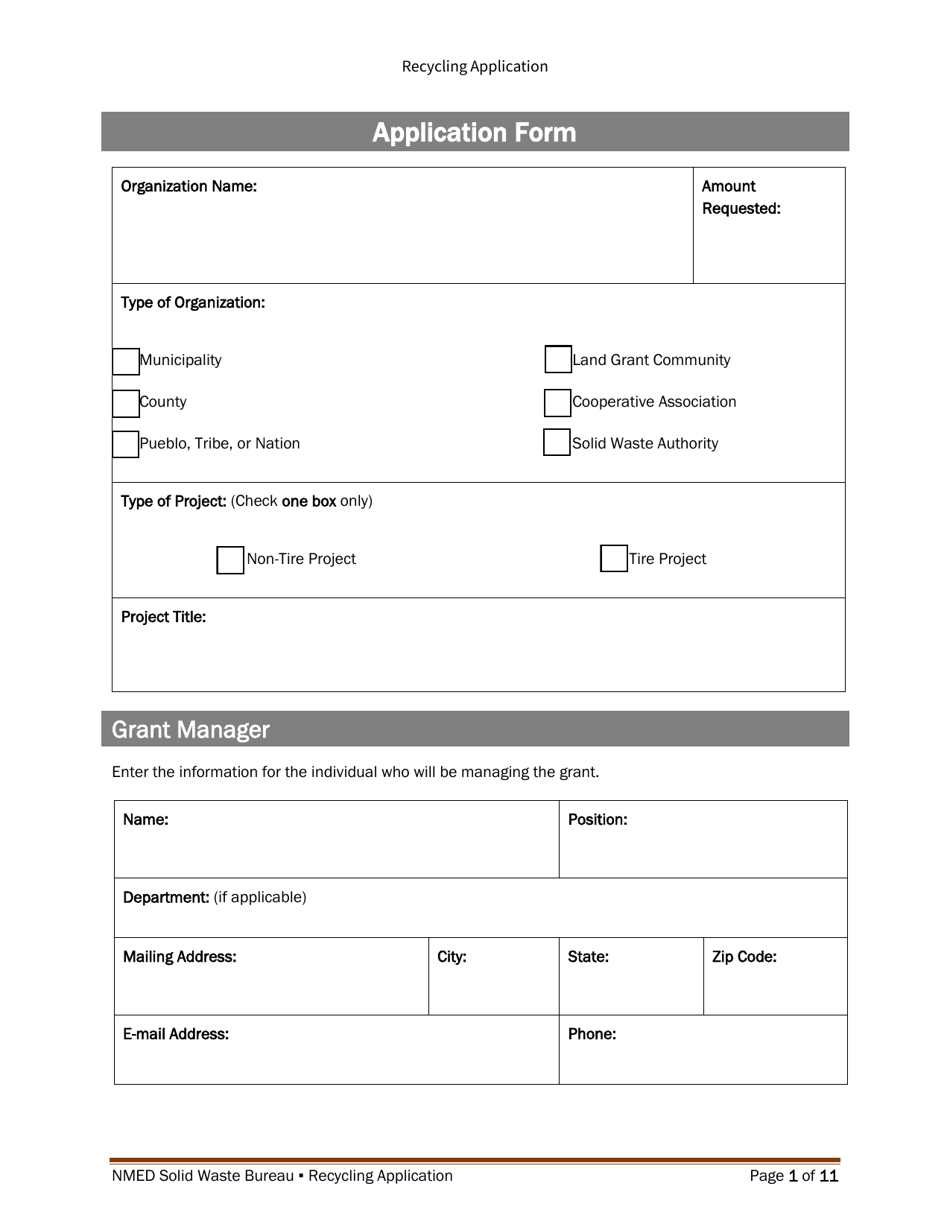 Recycling and Illegal Dumping Grant Application Form - New Mexico, Page 10