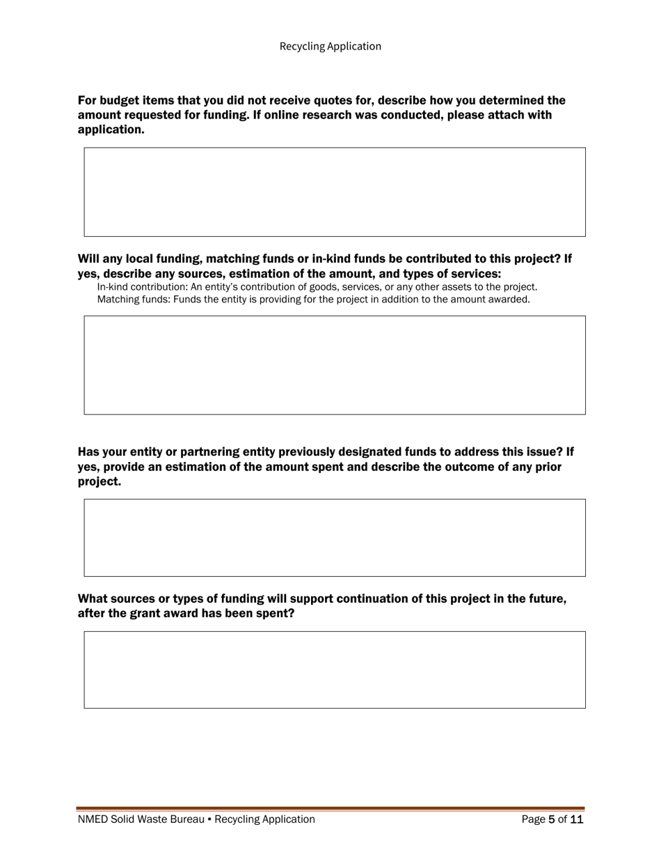 Recycling and Illegal Dumping Grant Application Form - New Mexico, Page 14