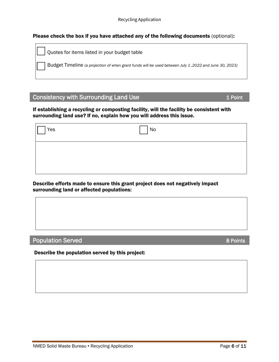 Recycling and Illegal Dumping Grant Application Form - New Mexico, Page 15