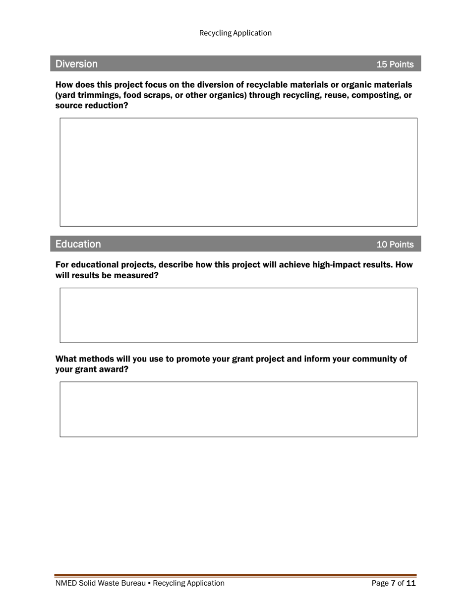 Recycling and Illegal Dumping Grant Application Form - New Mexico, Page 16