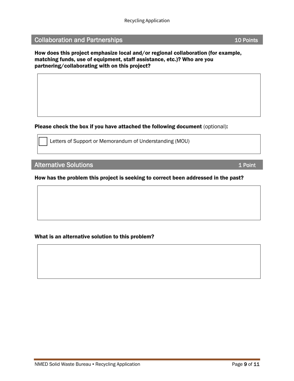 Recycling and Illegal Dumping Grant Application Form - New Mexico, Page 18