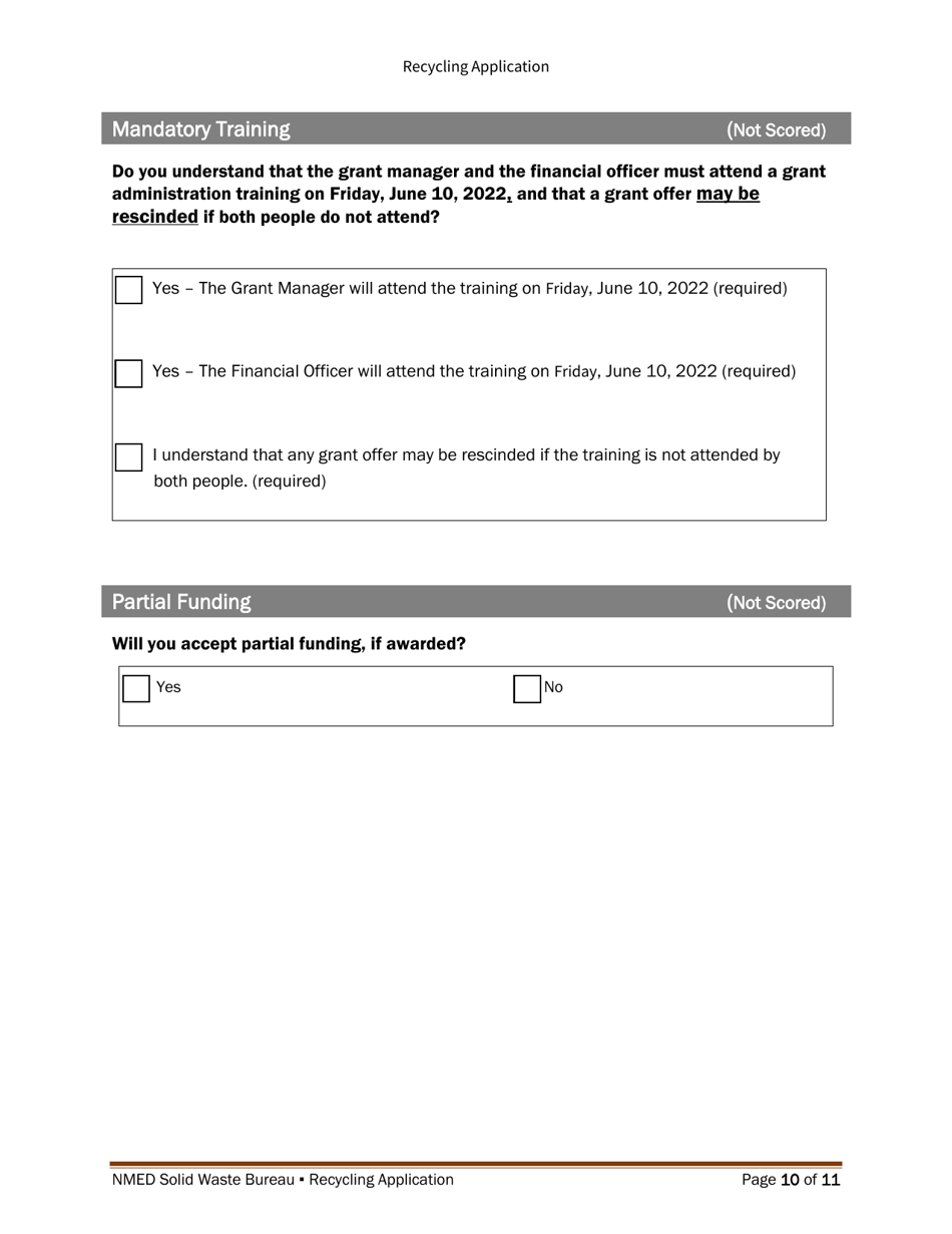 Recycling and Illegal Dumping Grant Application Form - New Mexico, Page 19