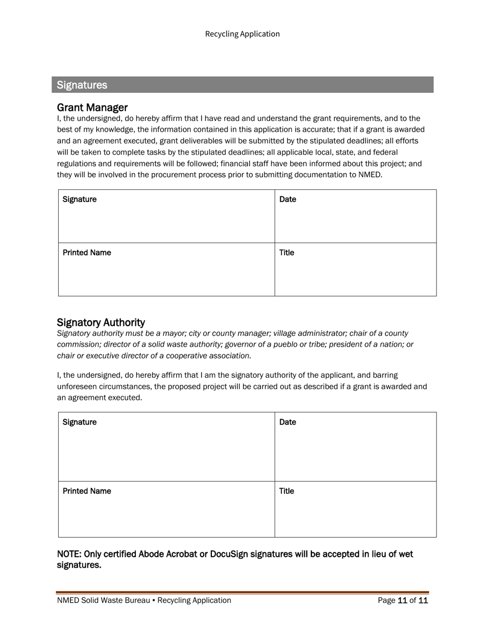 Recycling and Illegal Dumping Grant Application Form - New Mexico, Page 20