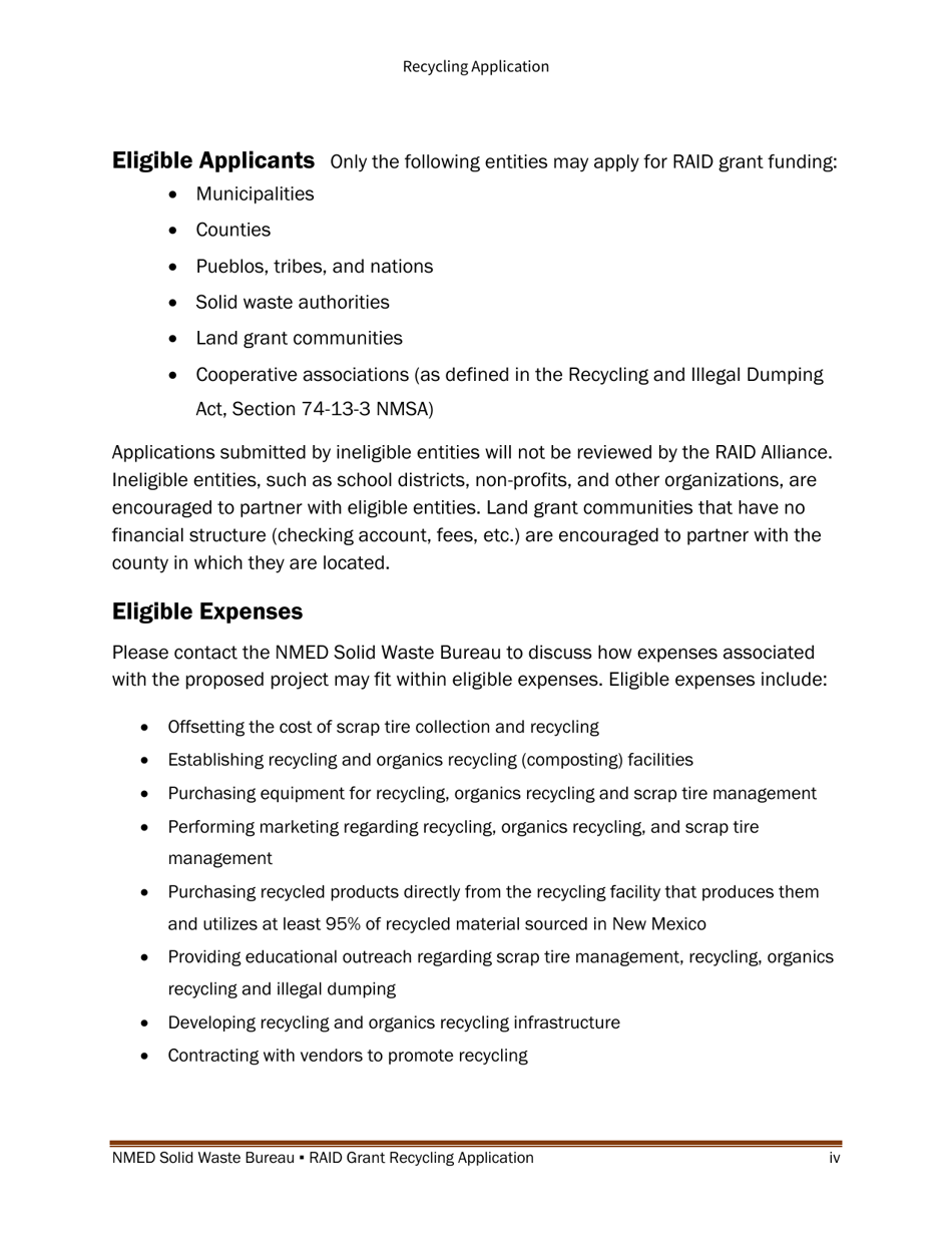 Recycling and Illegal Dumping Grant Application Form - New Mexico, Page 4