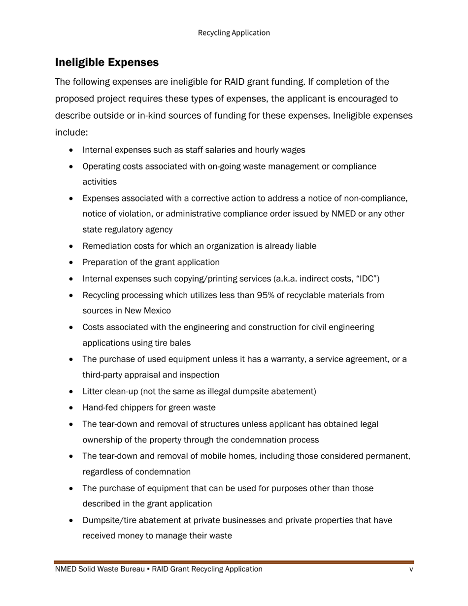 Recycling and Illegal Dumping Grant Application Form - New Mexico, Page 5