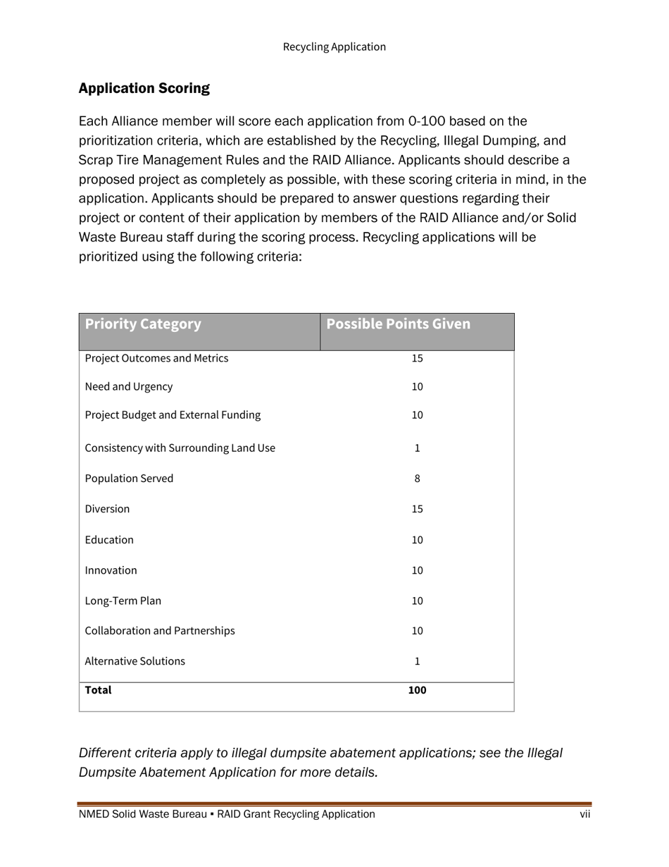 Recycling and Illegal Dumping Grant Application Form - New Mexico, Page 7