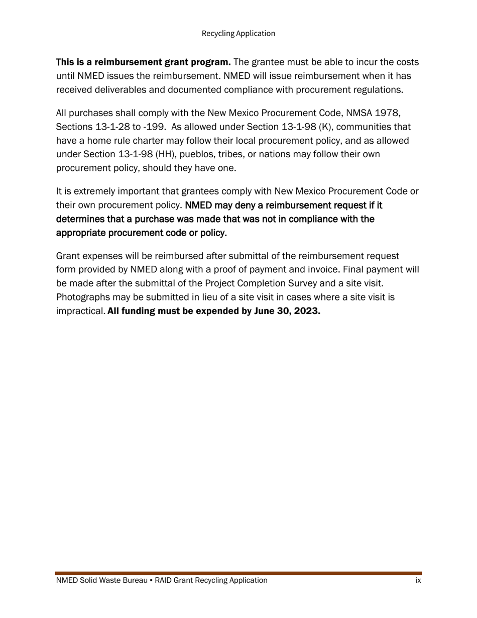 Recycling and Illegal Dumping Grant Application Form - New Mexico, Page 9