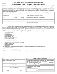 Document preview: Form RPD-41350 E-File and E-Pay Exception Request - New Mexico