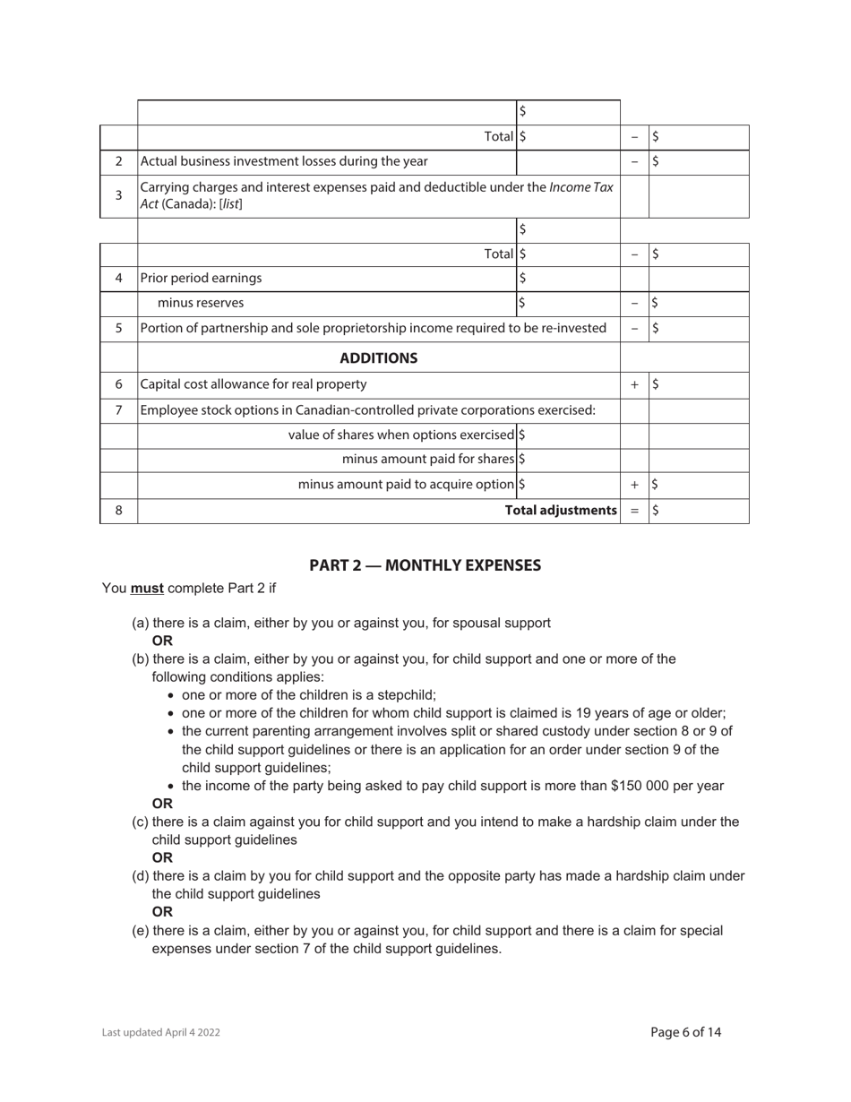 Form F8 Financial Statement - British Columbia, Canada, Page 6