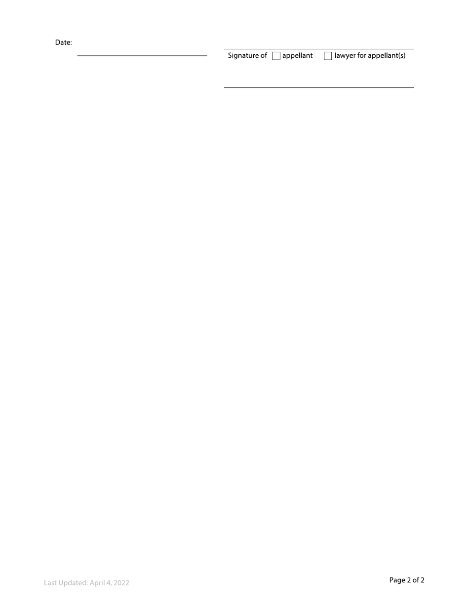 Form F98 Notice of Appeal From Master, Registrar or Special Referee - British Columbia, Canada, Page 2