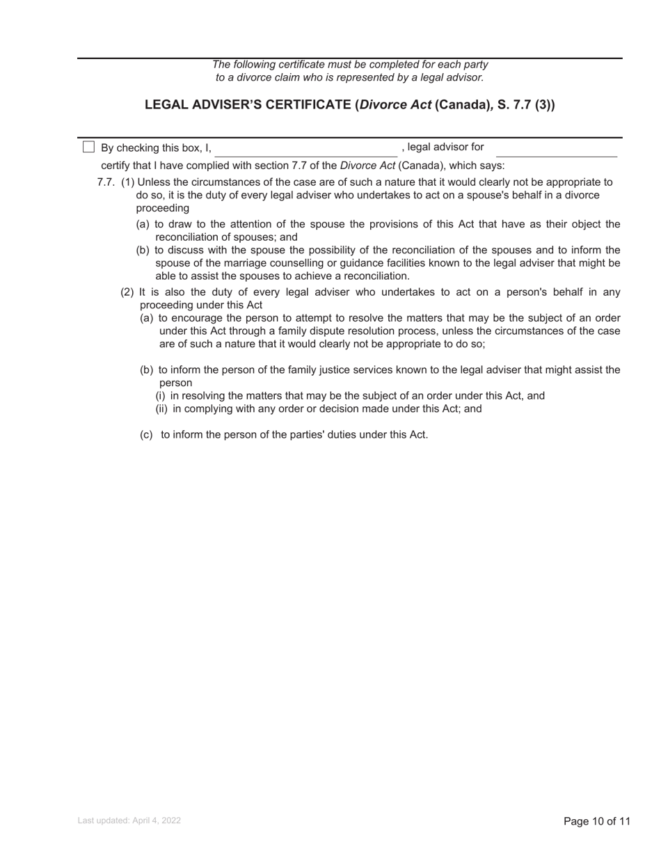Form F1 Notice of Joint Family Claim - British Columbia, Canada, Page 10