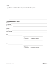Form F1 Notice of Joint Family Claim - British Columbia, Canada, Page 5