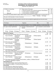 Form ACD-31015 Business Tax Registration Application and Update Form - New Mexico, Page 3