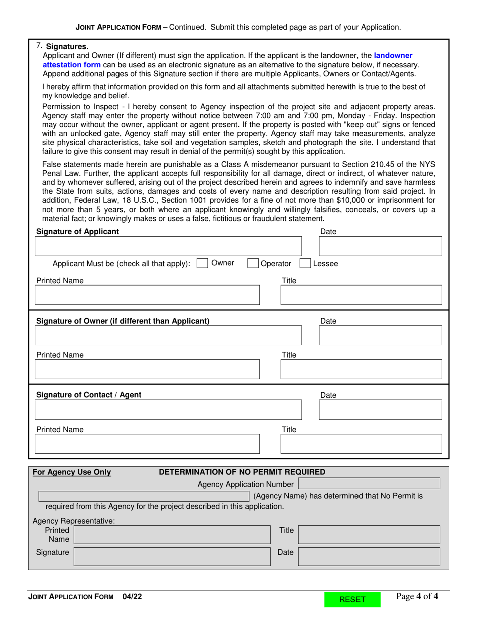 Joint Application Form - New York, Page 4