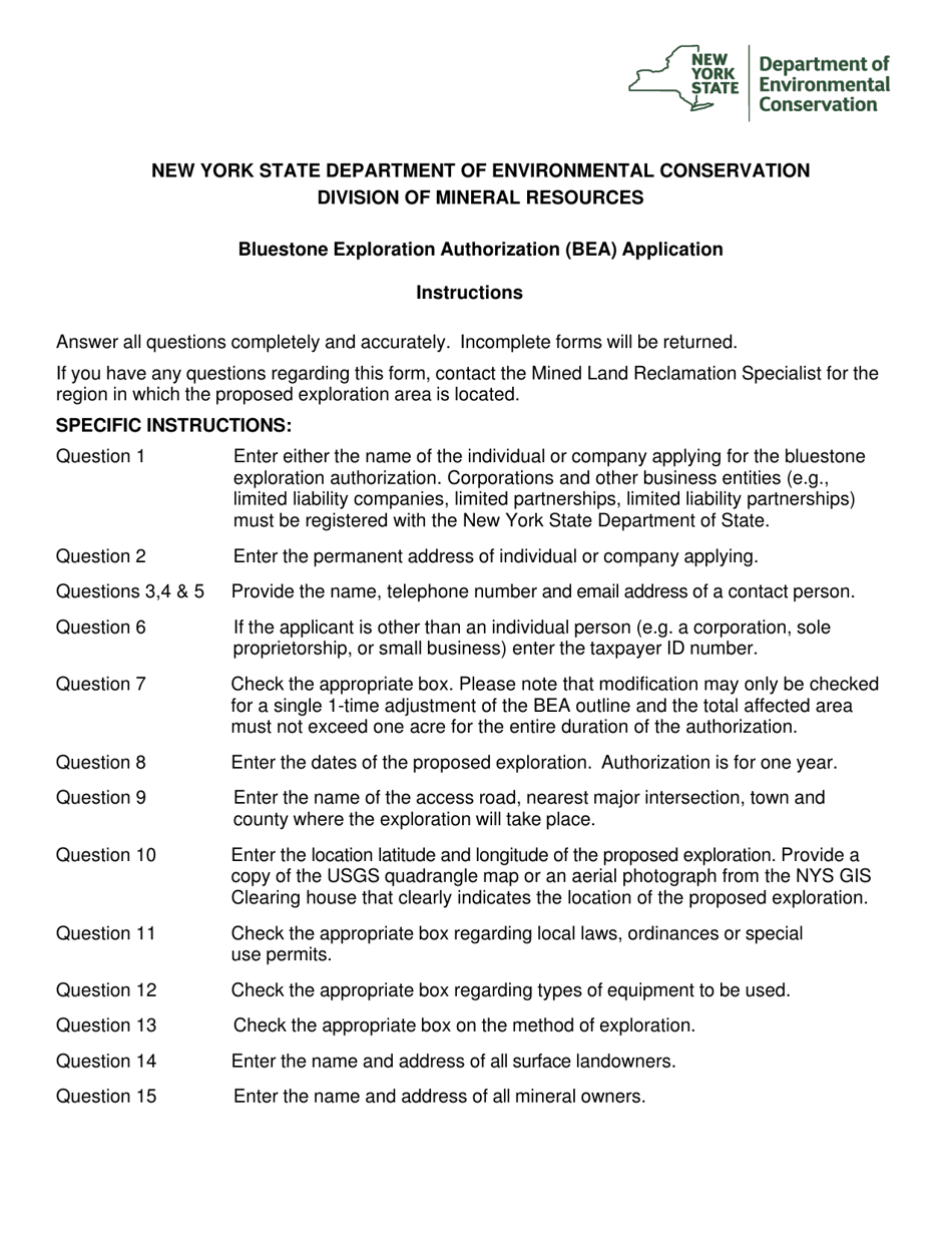 Bluestone Exploration Authorization (Bea) Application - New York, Page 8
