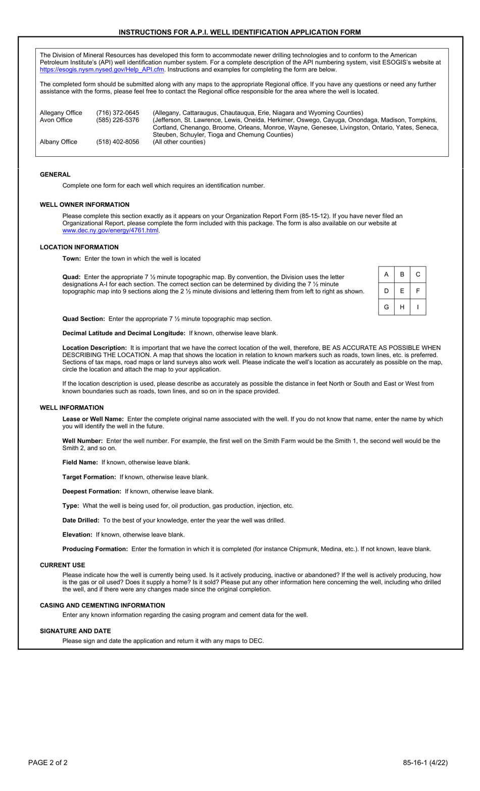 Form 85-16-1 Application for a.p.i. Well Identification Number - New York, Page 2