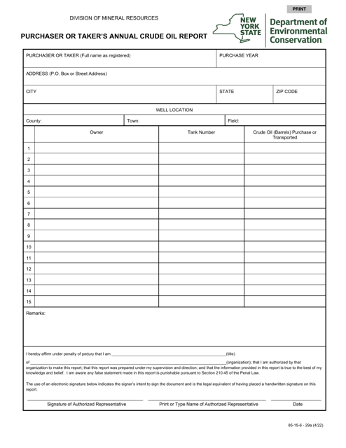 Form 85-15-6-29A  Printable Pdf