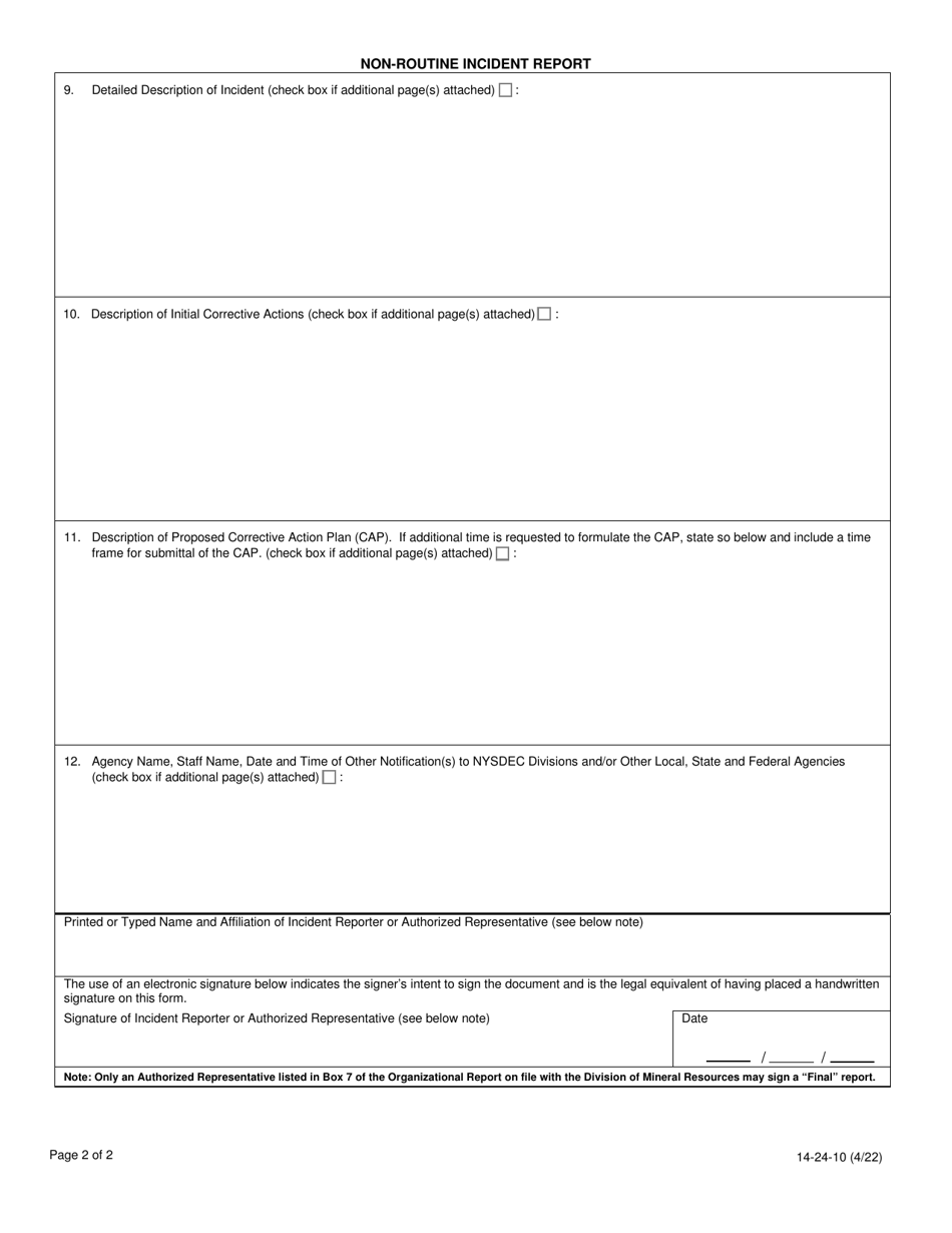 Form 14-24-10 Download Fillable PDF or Fill Online Non-routine Incident ...