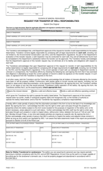 Form 85-12-9-10G Request for Transfer of Well Responsibilities - New York