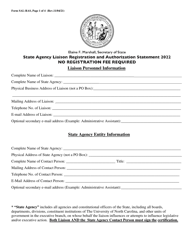 Form SAL-RAS State Agency Liaison Registration and Authorization Statement - North Carolina