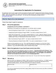 Form SFN405 &quot;Application for Assistance&quot; - North Dakota