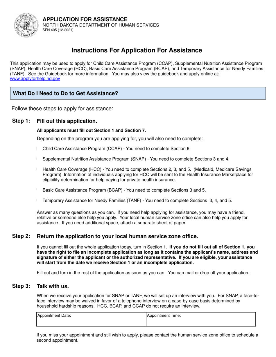 Form SFN405 - Fill Out, Sign Online and Download Fillable PDF, North ...