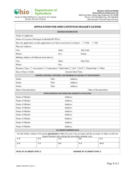 Form ANIM-3100-004 Application for Ohio Livestock Dealer&#039;s License for Corporate Dealer - Ohio
