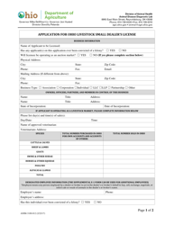 Form ANIM-3100-012 Application for Ohio Livestock Small Dealer's License - Ohio