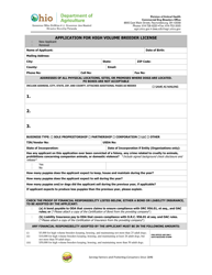 Application for High Volume Breeder License - Ohio, Page 3