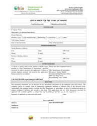 Document preview: Application for Pet Store Licensure - Ohio