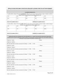 Form ANIM-3100-003 Application for Ohio Livestock Dealer&#039;s License for an Auction Market - Ohio, Page 2