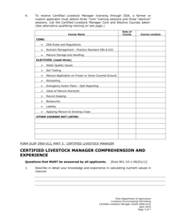 Form DLEP-3900-012 Certified Livestock Manager Application Form - Ohio, Page 3