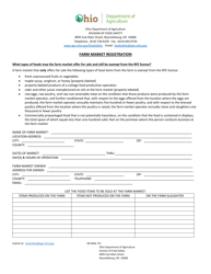 Document preview: Farm Market Registration - Ohio