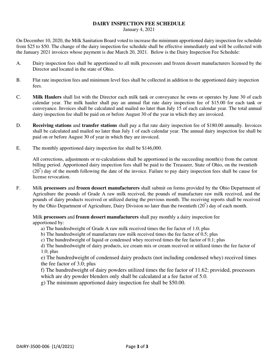 Form DAIRY-3500-006 Receiving Report - Ohio, Page 3