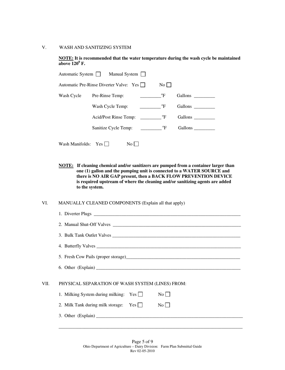Guide for the Submission of Plans for Milking Operations - Ohio, Page 5