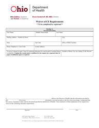 Document preview: Continuing Education Waiver Form - Ohio