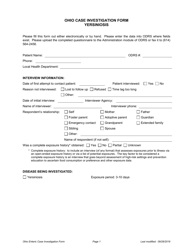 Document preview: Ohio Case Investigation Form - Yersiniosis - Ohio